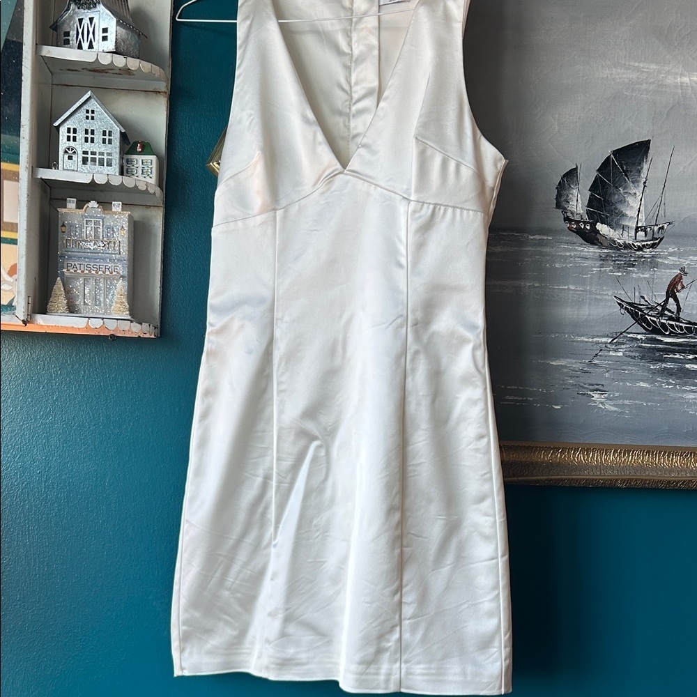 Sunday Best White Satin Mini Dress | BNWOT | size 2 | bachelorette/bridal dress